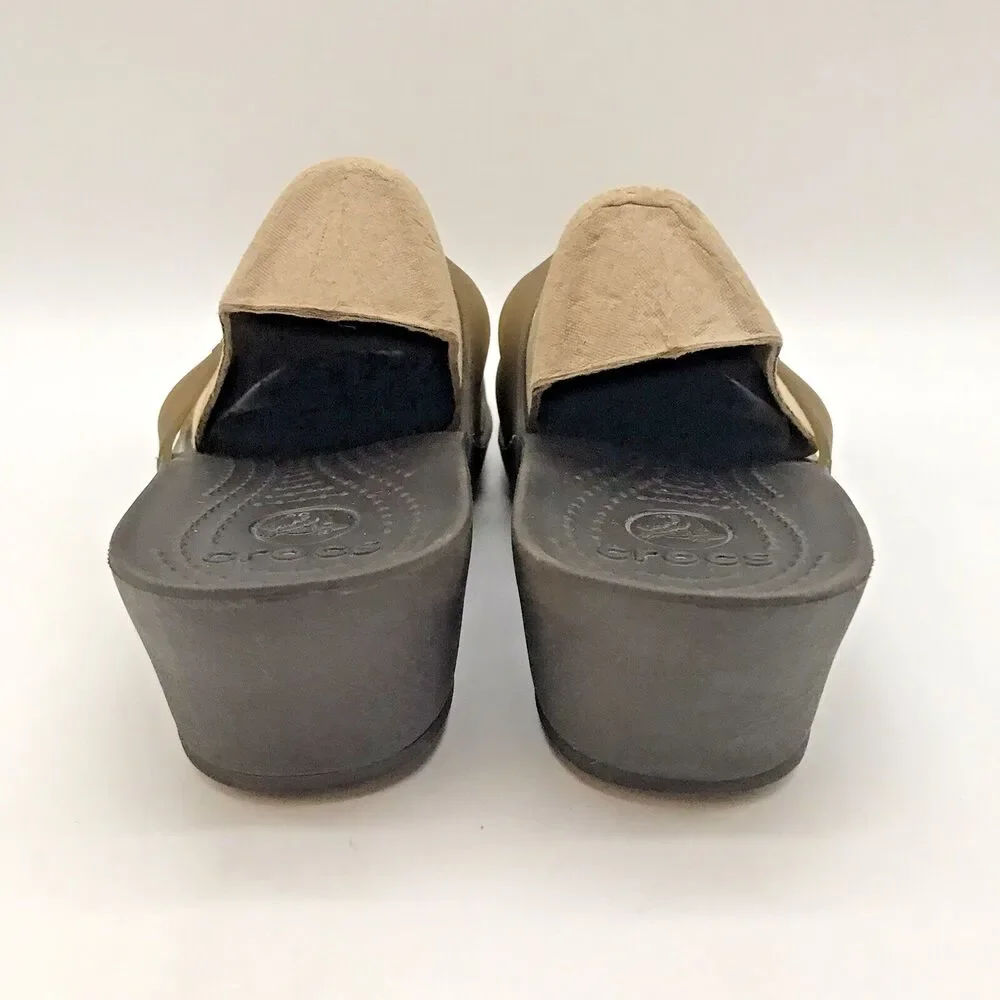 Crocs Kadee II Translucent Green Wedge Heels Women's 9 Strappy Sandals